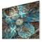 Designart - Fractal Blue Flowers - Floral Art Print on Natural Pine Wood